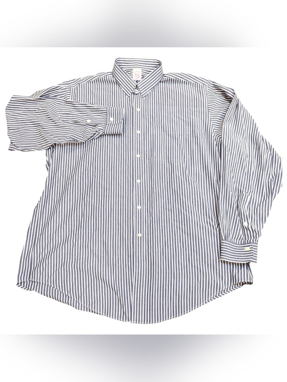 Brooks Brothers 1818 Navy and white Bengal/butcher stripes Long Sleeve Button-up